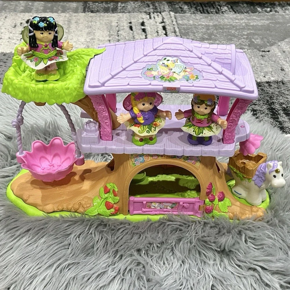 Fisher Price Little People Fairy Treehouse Playset Three Fairies & Unicorn